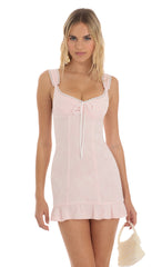Jacquard Ruffle Dress Pink