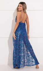 Sequin Maxi Dress in Blue