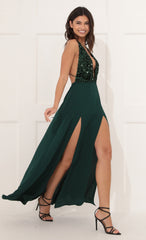 Sequin Maxi Dress in Green