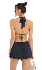 Open Back Halter Dress in Blue