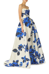 Printed Gazar Ball Gown