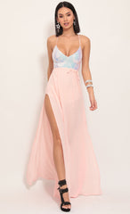 Sequin Maxi Dress in Blush Iridescence