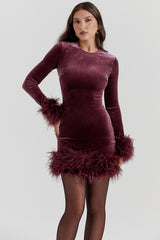 mulberry velvet mini dress