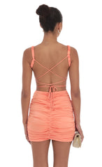 Satin Cutout Bodycon Dress in Orange