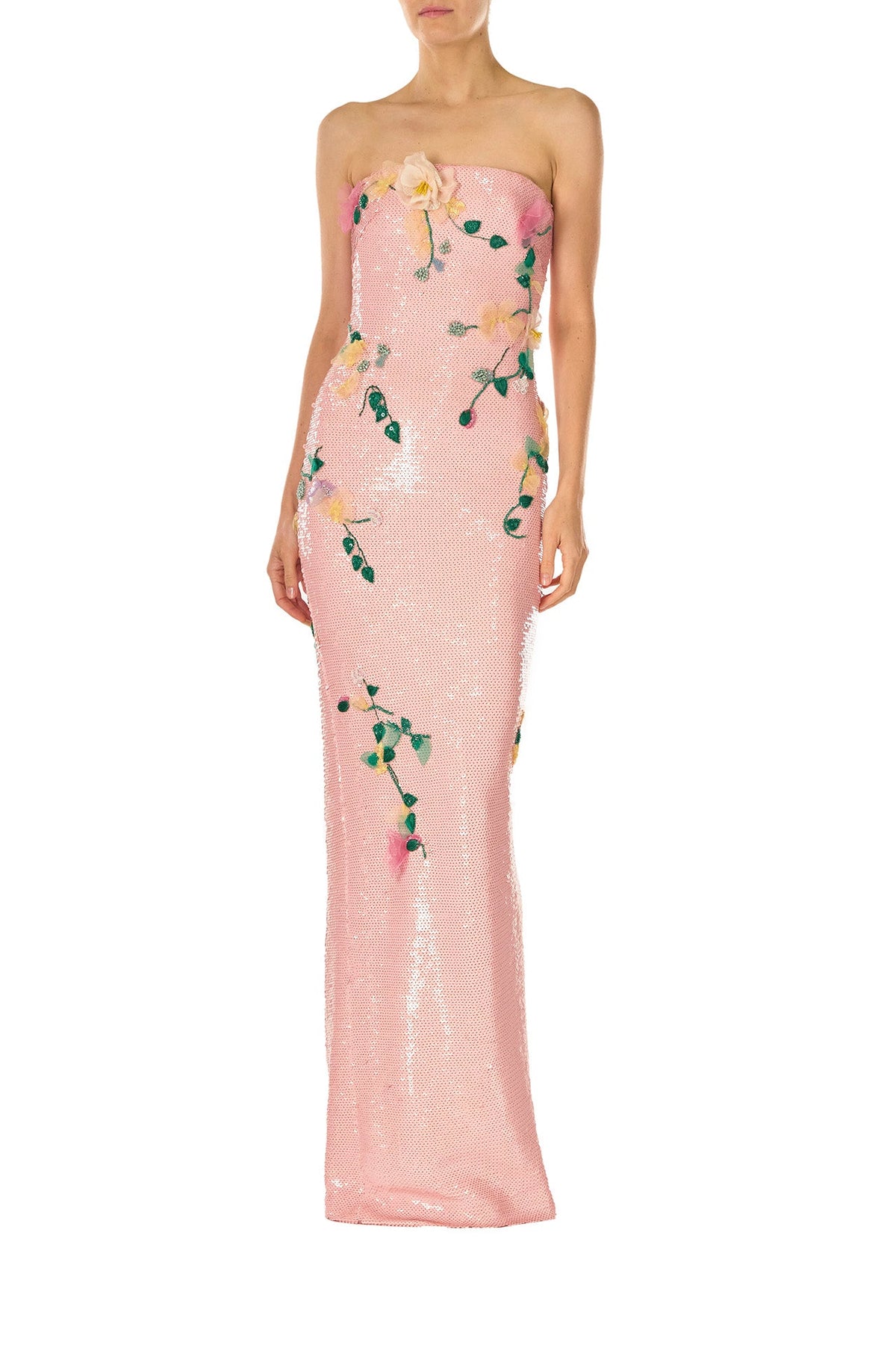 Floral Sequin Column Gown