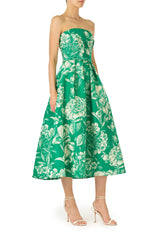 Floral Toile Strapless Dress
