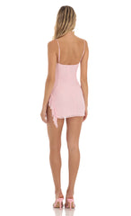 Ruffle Slit Mini Dress in Pink