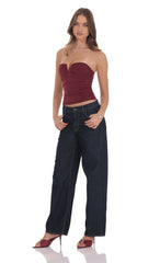 Low Rise Baggy Jeans in Navy