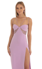 Sequin Cutout Maxi Dress in Purple