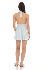 Floral Plunge Neck Dress in Baby Blue