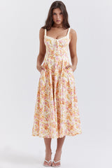 ivory print bustier sundress