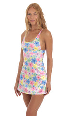 Multi Floral A-line Dress in White