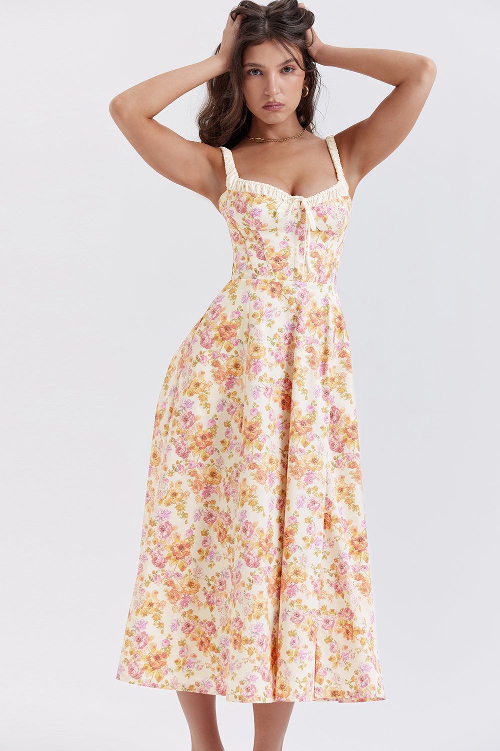 ivory print bustier sundress