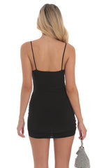 Ruched Ties Bodycon Dress in Black