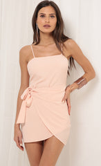 Double Tie Wrap Dress In Blush