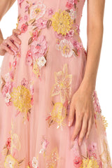 Embroidered Floral Sleeveless Gown