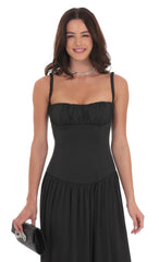 Ruched Bust Maxi Dress in Black