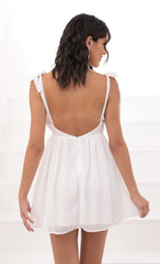 Ties A-line Dress in White