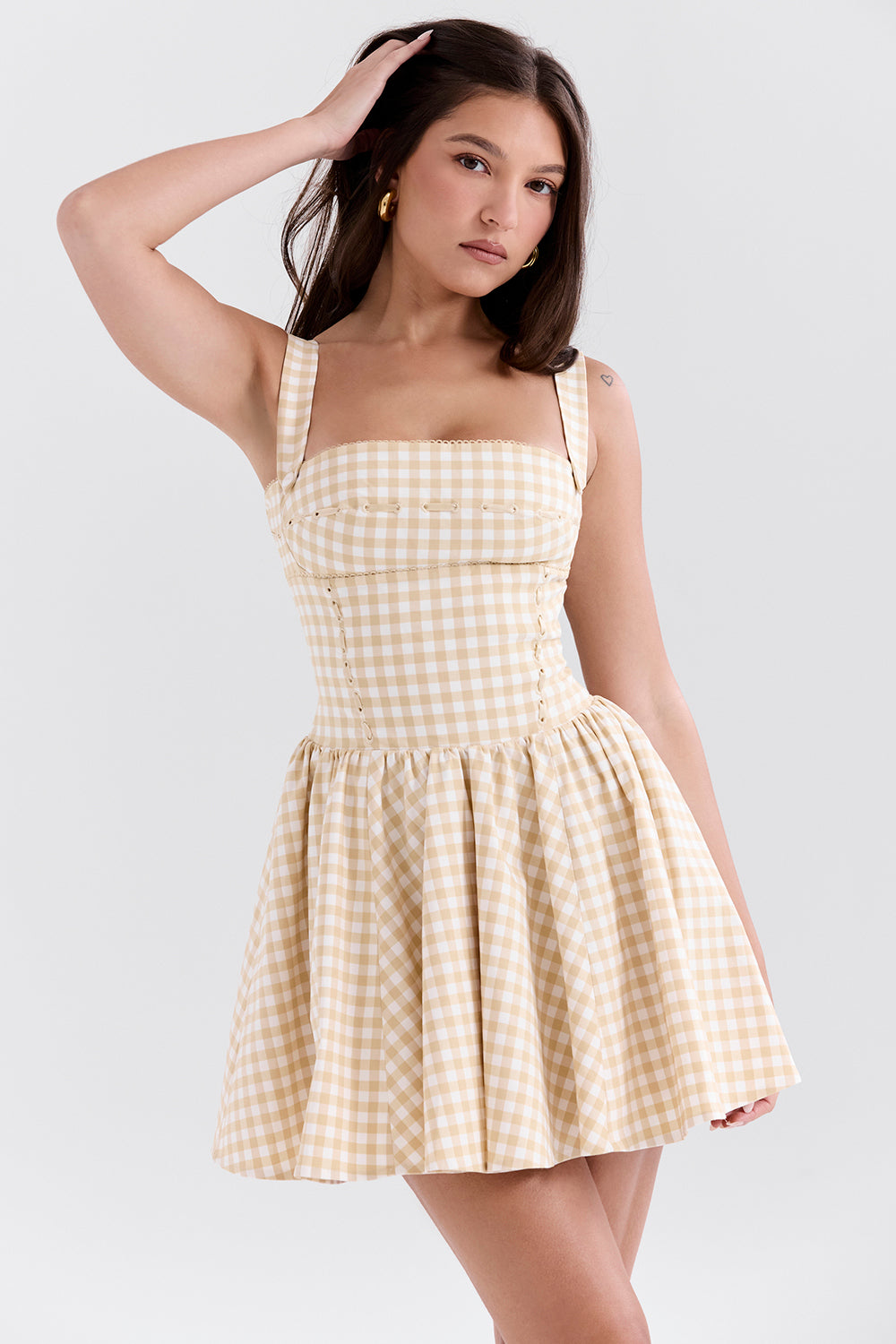 gingerbread gingham mini dress