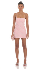 Mesh Ruffle Dress in Pink