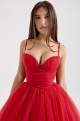 holly red tulle mini dress