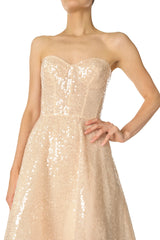 Sequin Tulle Tea Length Dress