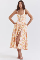 ivory print bustier sundress