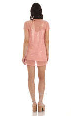 Sequin Two Piece Dress in Peach