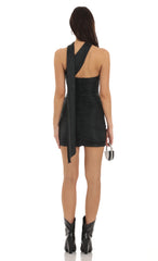 Ruched Scarf Dress in Black