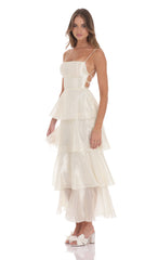 Crinkle Sheen Maxi Dress in Deep Cream