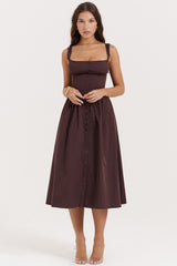 rich brown midi sundress