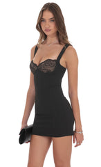 Lace Bust Bodycon Dress in Black