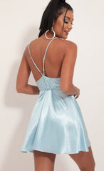 Satin A-Line Dress in Light Blue