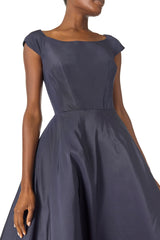 Bateau Neck Tea Length Dress