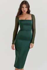 emerald green midi dress