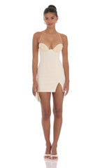 Floral Bust Fit and Flare Dress in Cream