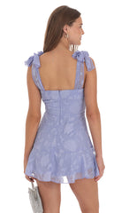 Textured Floral A-line Dress in Periwinkle