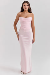 ballerina pink satin maxi skirt