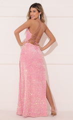 Velvet Sequin Maxi Dress in Pink
