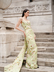 Celadon Floral Column Gown