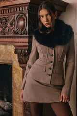 puppytooth check hourglass jacket