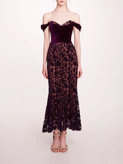 Velvet Cutwork Midi Dress