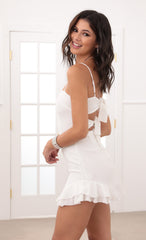 Shimmer Ruffle Dress In White