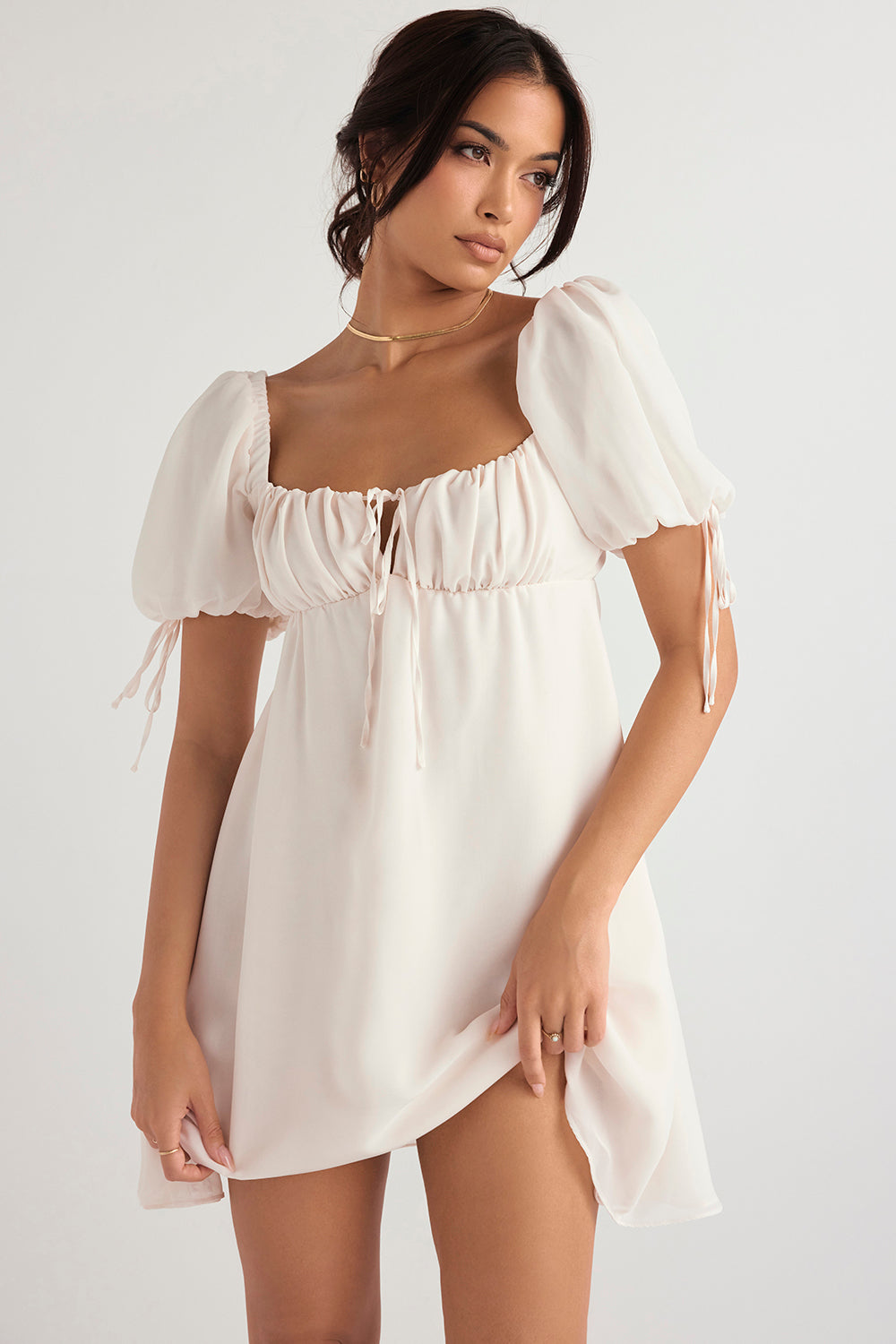 ivory georgette mini dress