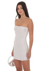 Rhinestone Strapless Bodycon Dress in White