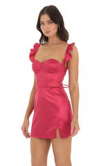 Satin Bodycon Dress in Berry