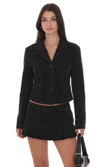 Cropped Denim Jacket in Black