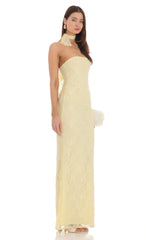 Scarf Lace Maxi Dress in Yellow