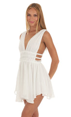 Plunge A-Line Dress in White