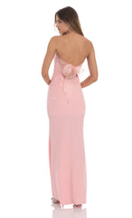 Back Bow Strapless Dress in Pink